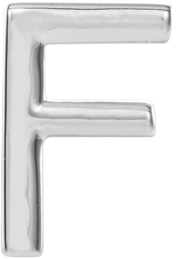 14K Gold Initial F Single Earring - White Gold