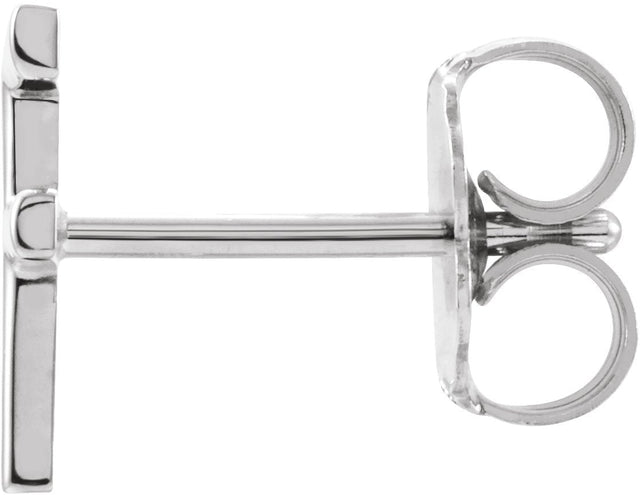 14K Gold Initial F Single Earring - White Gold - view 2