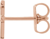14K Gold Initial F Single Earring - Rose Gold - view 2