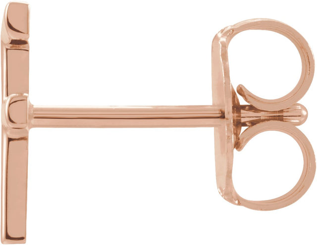 14K Gold Initial F Single Earring - Rose Gold - view 2