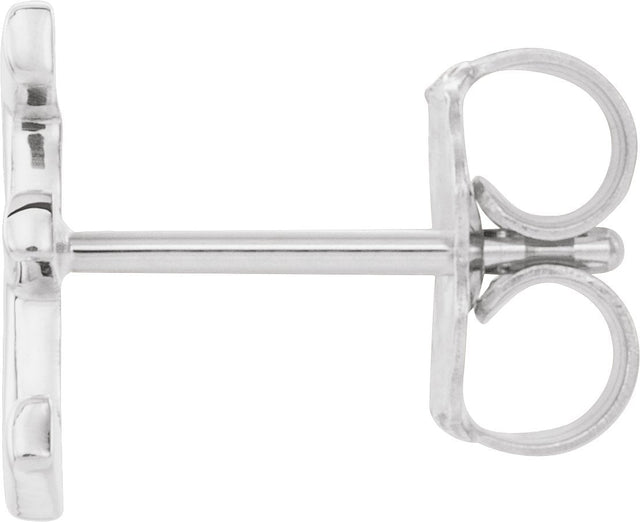 14K Gold Single Initial Earring - White Gold - view 2