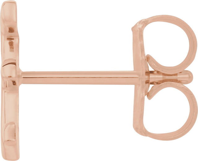 14K Gold Single Initial Earring - Rose Gold - view 2