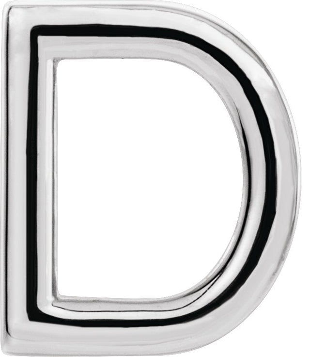 14K Gold Initial D Single Earring - White Gold