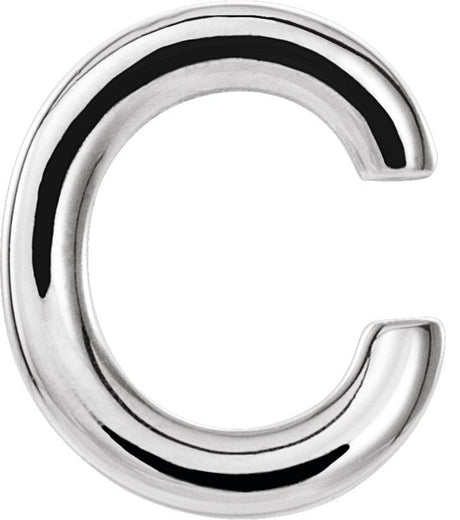 14K Gold Initial C Single Earring - White Gold