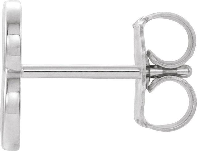 14K Gold Initial B Single Earring - White Gold - view 2