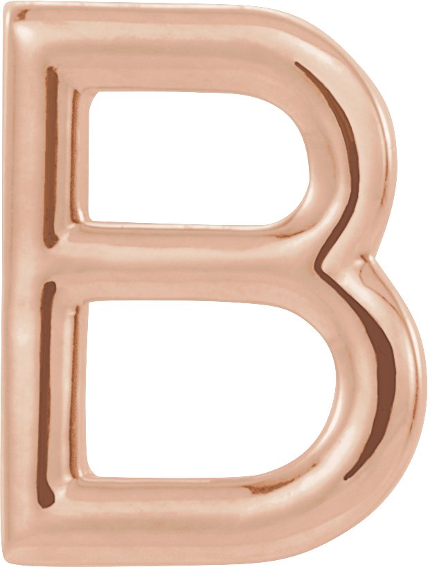 14K Gold Initial B Single Earring - Rose Gold