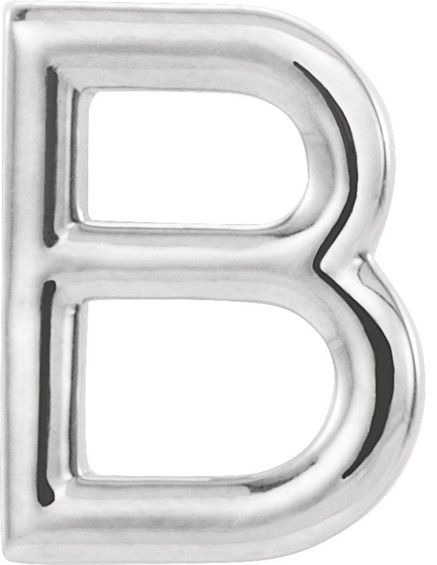 14K Gold Initial B Single Earring - White Gold