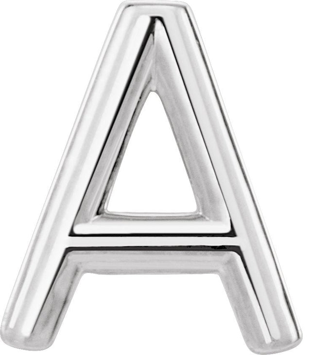 14K Gold Initial A Single Earring - White Gold