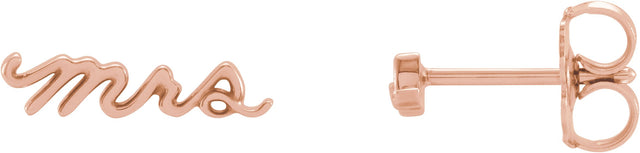 14K Gold Mrs Earrings - Rose Gold