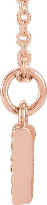 14K Gold Round Natural Diamond Petite Pavé® Accented Numeral Necklace - Rose Gold - view 4