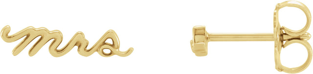14K Gold Mrs Earrings - Yellow Gold