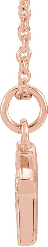 14K Gold Round Natural Diamond Petite Initial Necklace - Rose Gold - view 13