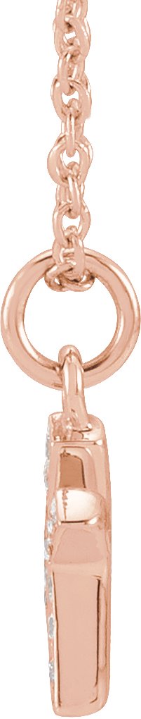 14K Gold Round Natural Diamond Petite Initial Necklace - Rose Gold - view 13