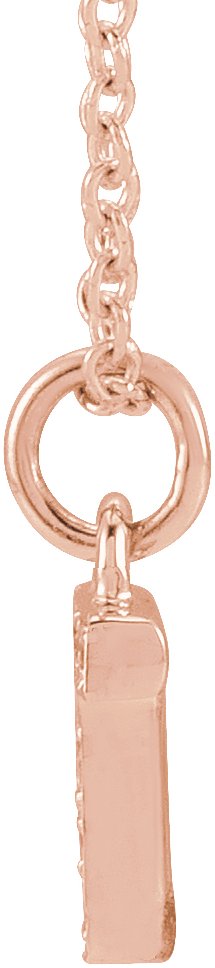 14K Gold Round Natural Diamond Petite Initial Necklace - Rose Gold - view 6