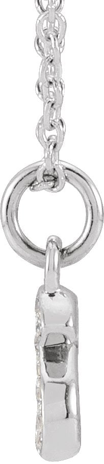 14K Gold Round Natural Diamond Petite Initial Necklace - White Gold - view 6
