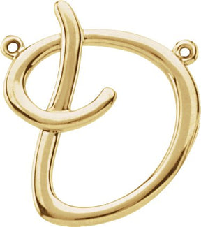 18K Gold Initial D Script Necklace - Yellow Gold