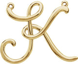 10K Gold Initial K Script Necklace - Yellow Gold