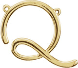 18K Gold Initial Q Script Necklace - Yellow Gold