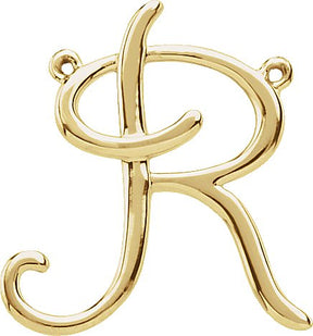14K Gold Initial R Script Necklace - Yellow Gold