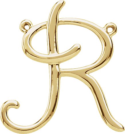 18K Gold Initial R Script Necklace - Yellow Gold