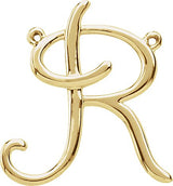 10K Gold Initial R Script Necklace - Yellow Gold
