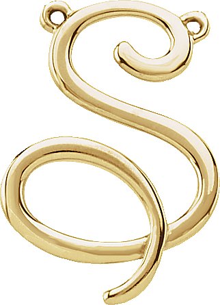 14K Gold Initial S Script Necklace - Yellow Gold