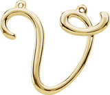 14K Gold Initial V Script Necklace - Yellow Gold