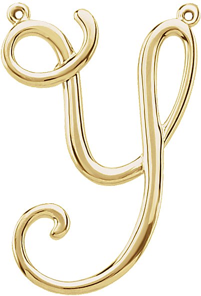 18K Gold Initial Y Script Necklace - Yellow Gold