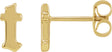 14K Gold Initial T Gothic Earring