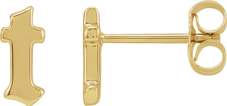 14K Gold Initial T Gothic Earring