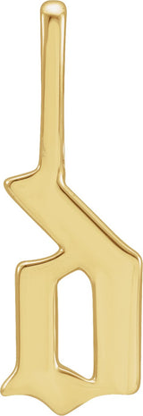 14K Gold Initial D Gothic Pendant - Yellow Gold