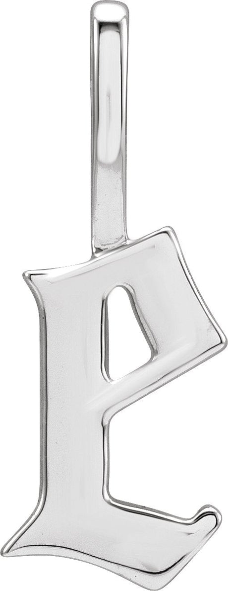14K Gold Initial E Gothic Pendant - White Gold