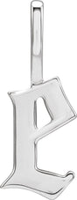 14K Gold Initial E Gothic Pendant - White Gold