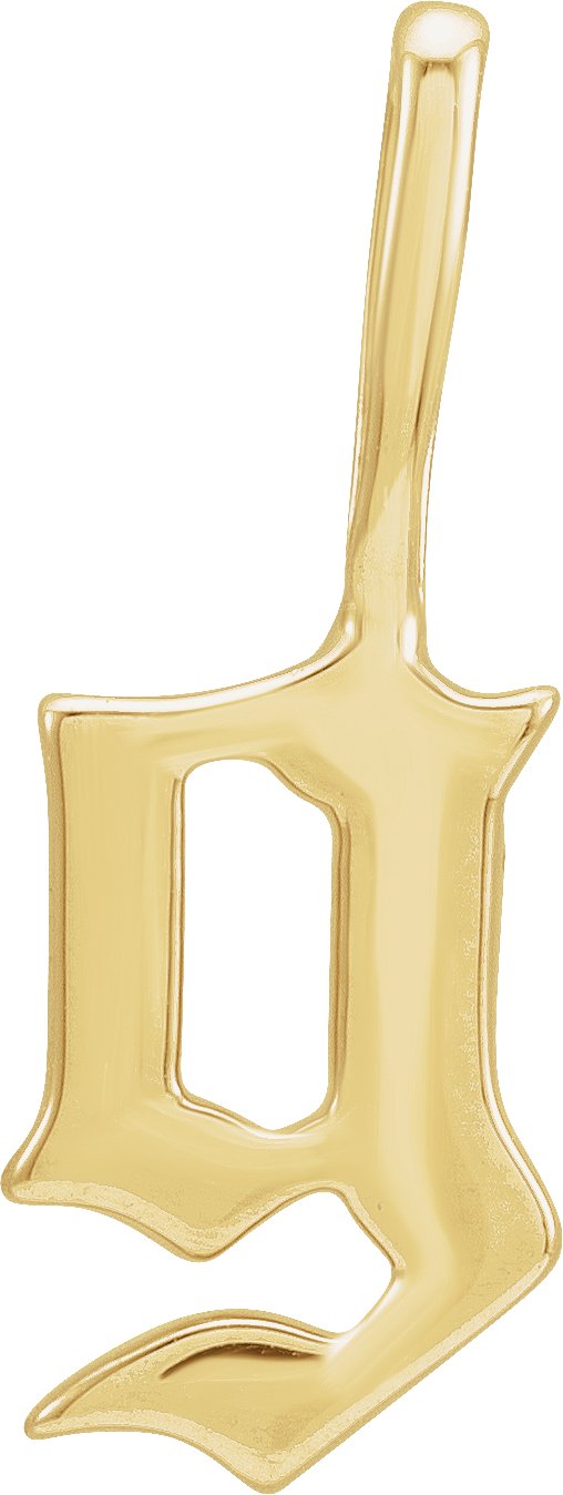 14K Gold Initial G Gothic Pendant - Yellow Gold