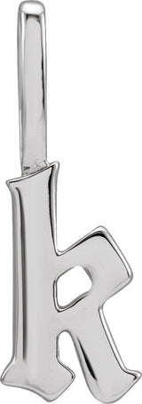 14K Gold Initial K Gothic Pendant - White Gold