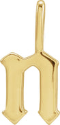 14K Gold Initial N Gothic Pendant - Yellow Gold
