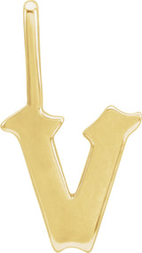 14K Gold Initial V Gothic Pendant - Yellow Gold