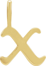14K Gold Initial X Gothic Pendant - Yellow Gold