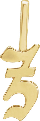 14K Gold Initial Z Gothic Pendant - Yellow Gold