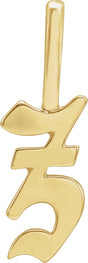 14K Gold Initial Z Gothic Pendant - Yellow Gold