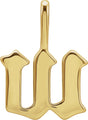 14K Gold Initial W Gothic Pendant - Yellow Gold