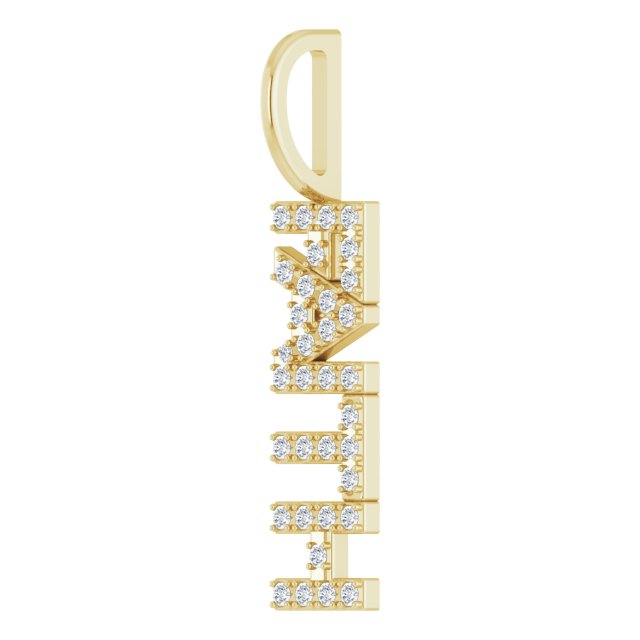 14K Gold Round Natural Diamond Faith Pendant - Yellow Gold - view 5