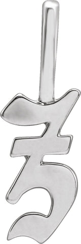 14K Gold Initial Z Gothic Pendant - White Gold