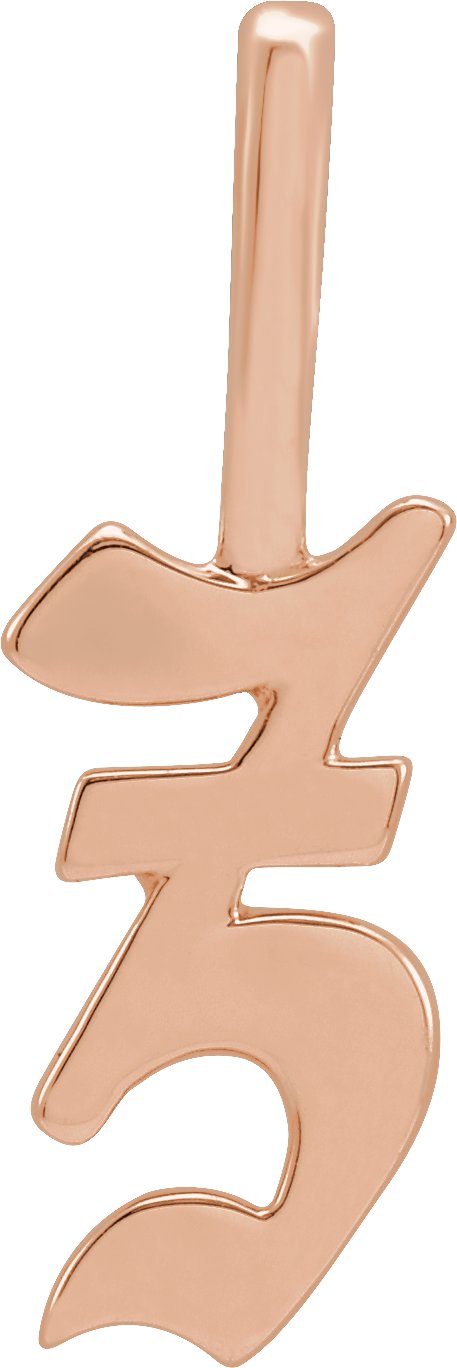 14K Gold Initial Z Gothic Pendant - Rose Gold