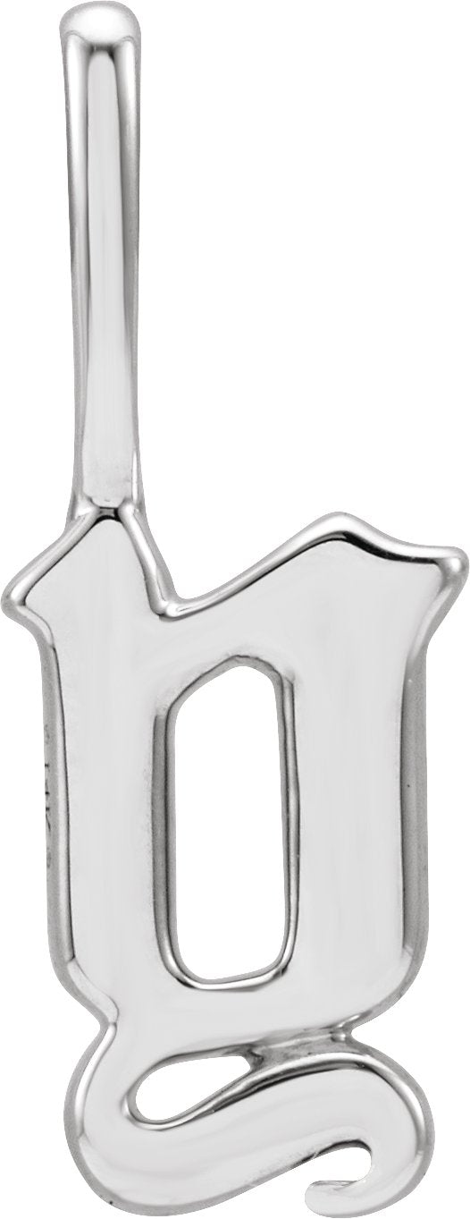 14K Gold Initial Y Gothic Pendant - White Gold