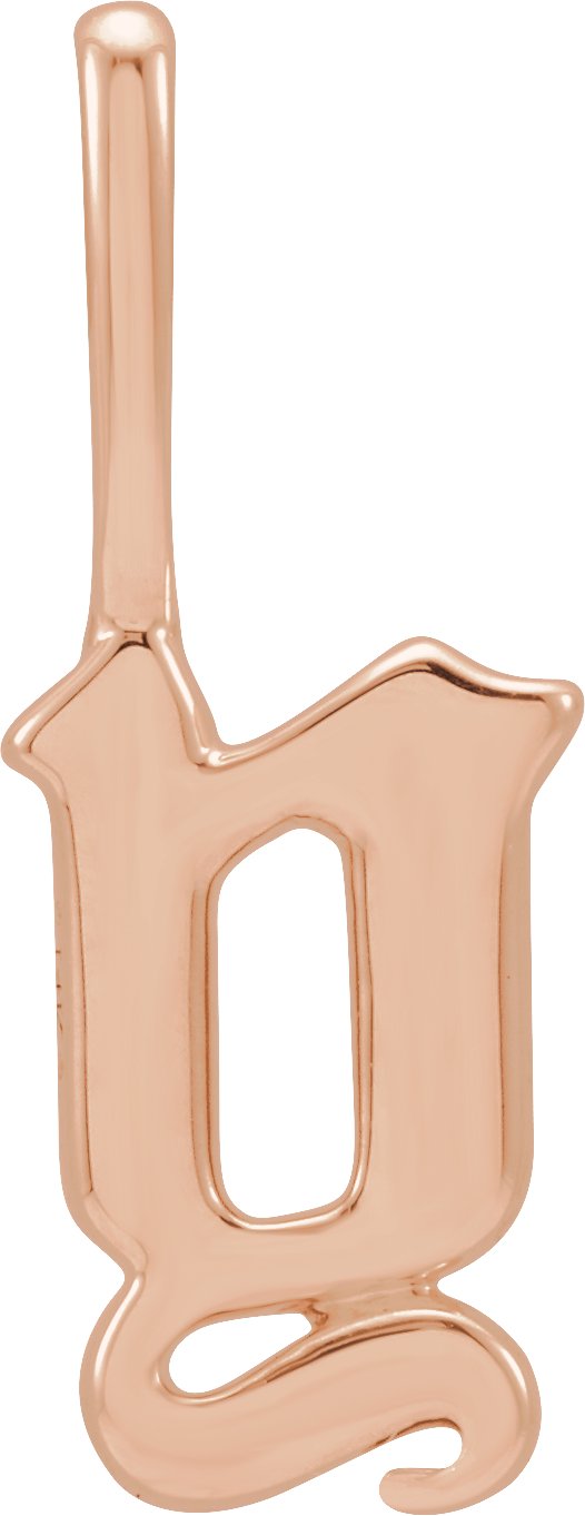 14K Gold Initial Y Gothic Pendant - Rose Gold