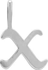 14K Gold Initial X Gothic Pendant - White Gold