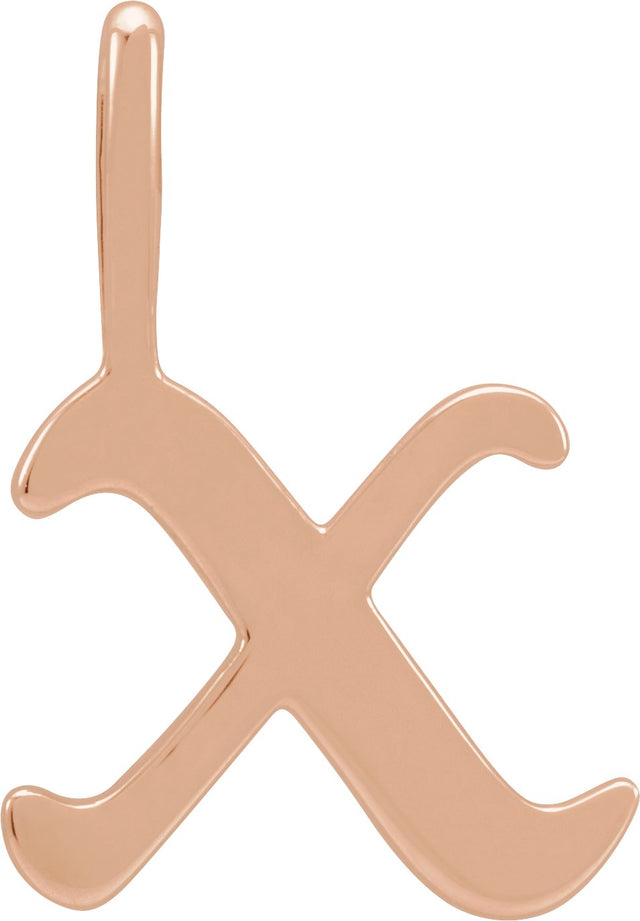 14K Gold Initial X Gothic Pendant - Rose Gold