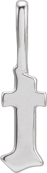 14K Gold Initial T Gothic Pendant - White Gold