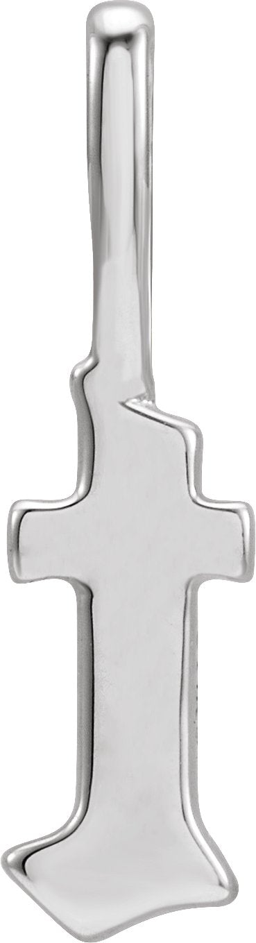 14K Gold Initial T Gothic Pendant - White Gold